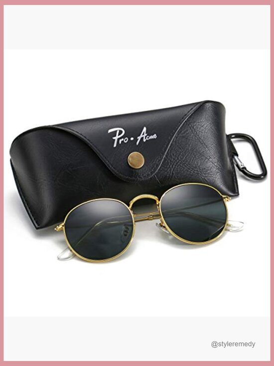 Metal Frame Round Sunglasses with Glass Lens UV Protection Retro Style main image 4
